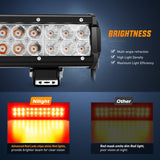 Nilight 72W 12Inch Spot Flood Combo Led Light Bar- Red Beam, view 3