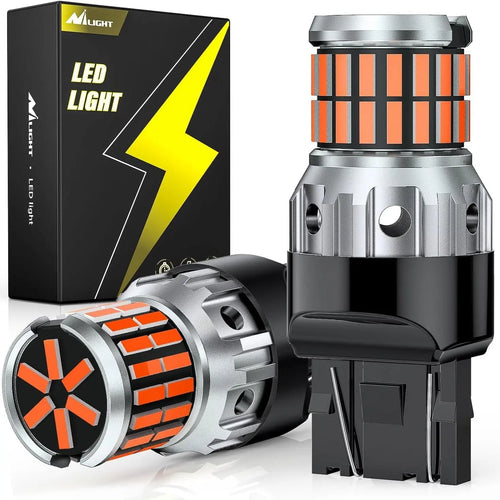Nilight 7440 7443 T20 4014 63SMD Amber Yellow LED Bulbs (Pairs)