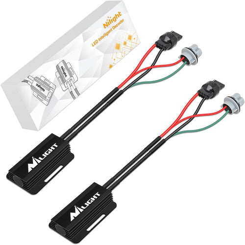Nilight 7440 LED CANbus Decoder, Anti-Flickering Harness Load Resistor Kit Turn Signal Error Warning Canceller, Pack of 2 | Helps Reduce Hyper Flash, Flickering and Dashboard Error Warnings, Pack of 2