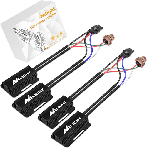 Nilight 7443 LED CANbus Decoder, Anti-Flickering Harness Load Resistor Kit Turn Signal Error Warning Canceller, Pack of 2 | Helps Reduce Hyper Flash, Flickering and Dashboard Error Warnings, Pack of 2