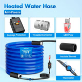 Nilight 75FT Heated Water Hose RV 5/8inch Inside Diameter -45°F Freeze Protaction Antifreeze Garden Drinking Hoses with Saving Thermostat and Smart Heat System for Winter Camper Supply Accessories, view 2