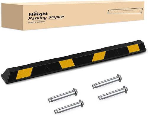 Nilight 79 Inch Heavy Duty Rubber Parking Curb, Extra-Long Driveway Garage Parking Stopper Block Aid for Large Vehicles, Trucks, and SUVs