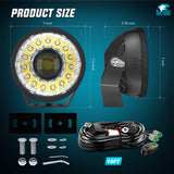 Nilight 7Inch 100W Round Offroad Light Hyper Spot Beam Work Light (Pair) | 14 AWG DT Connector Wiring Harness Kit, view 2