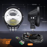 Nilight 7 Inch 120W 5800LM Round High Low Beam Built-in EMC LED Work Lights (Pair) | 14AWG DT Wire, view 2