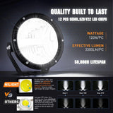 Nilight 7 Inch 120W 5800LM Round High Low Beam Built-in EMC LED Work Lights (Pair) | 14AWG DT Wire, view 3