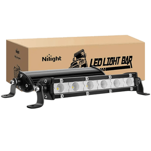 Nilight 7 Inch 18W 1530LM Ultra-Slim Flood LED Light Bar (Pair)