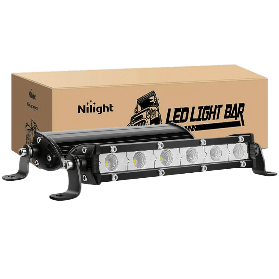 Nilight 7 Inch 18W 1530LM Ultra-Slim Flood LED Light Bar (Pair)
