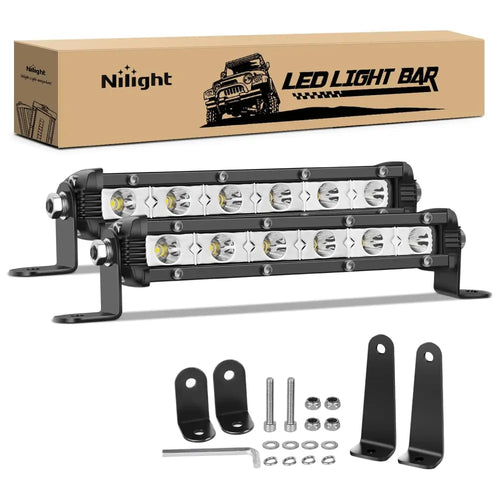 Nilight 7 Inch 18W 6LED Single Row Ultra-Slim Spot LED Light Bars