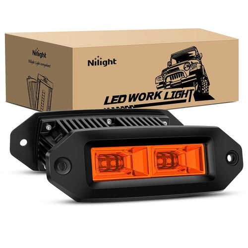 Nilight 7Inch 40W Flush Mount Amber Flood LED Work Light (Pair)