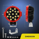Nilight 7 Inch 51W Round Red Case Spot LED Work Light (Pair), view 3
