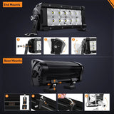 Nilight 7.6 Inch 60W 7200LM Double Row Spot Flood Osram P8-5W Chips LED Light Bars (Pair), view 4
