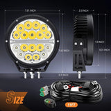 Nilight 7 Inch 90W 9850LM Round Spot Flood Built-in EMC DRL LED Work Lights (Pair) | 12AWG DT Wire, view 2
