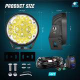 Nilight 7Inch 90W Round Offroad Light with Yellow Black Covers Hyper Spot Beam Work Light (Pair) | 14 AWG DT Connector Wiring Harness Kit, view 2
