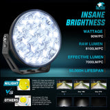 Nilight 7Inch 90W Round Offroad Light with Yellow Black Covers Hyper Spot Beam Work Light (Pair) | 14 AWG DT Connector Wiring Harness Kit, view 3