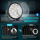 Nilight 7Inch 90W Round Offroad Light with Yellow Black Covers Hyper Spot Beam Work Light (Pair) | 14 AWG DT Connector Wiring Harness Kit, view 5
