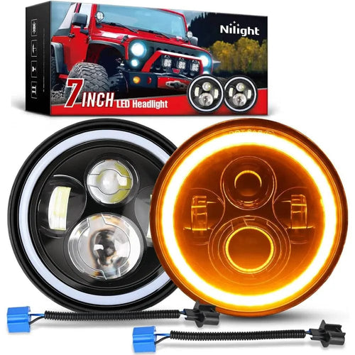 Nilight 7 Inch LED Halo Headlights For 2007-2017 Jeep Wrangler JK JKU (Pair)