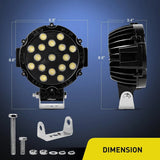 Nilight 7 Inch Round 51W Flood Black Case LED Work Light (Pair), view 4