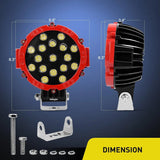 Nilight 7 Inch Round 51W Flood Red Case LED Work Light (Pair), view 6