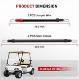 Nilight 7PCS 4 AWG Golf Cart Battery Cable Kit Pure Copper for Club Car DS | Heavy Duty Pure Copper AC/DC Wire Kits with Tinned Copper Lugs for 36V/48V Club Car DS 1994-up, view 2