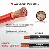 Nilight 7PCS 4 AWG Golf Cart Battery Cable Kit Pure Copper for Club Car DS | Heavy Duty Pure Copper AC/DC Wire Kits with Tinned Copper Lugs for 36V/48V Club Car DS 1994-up, view 4