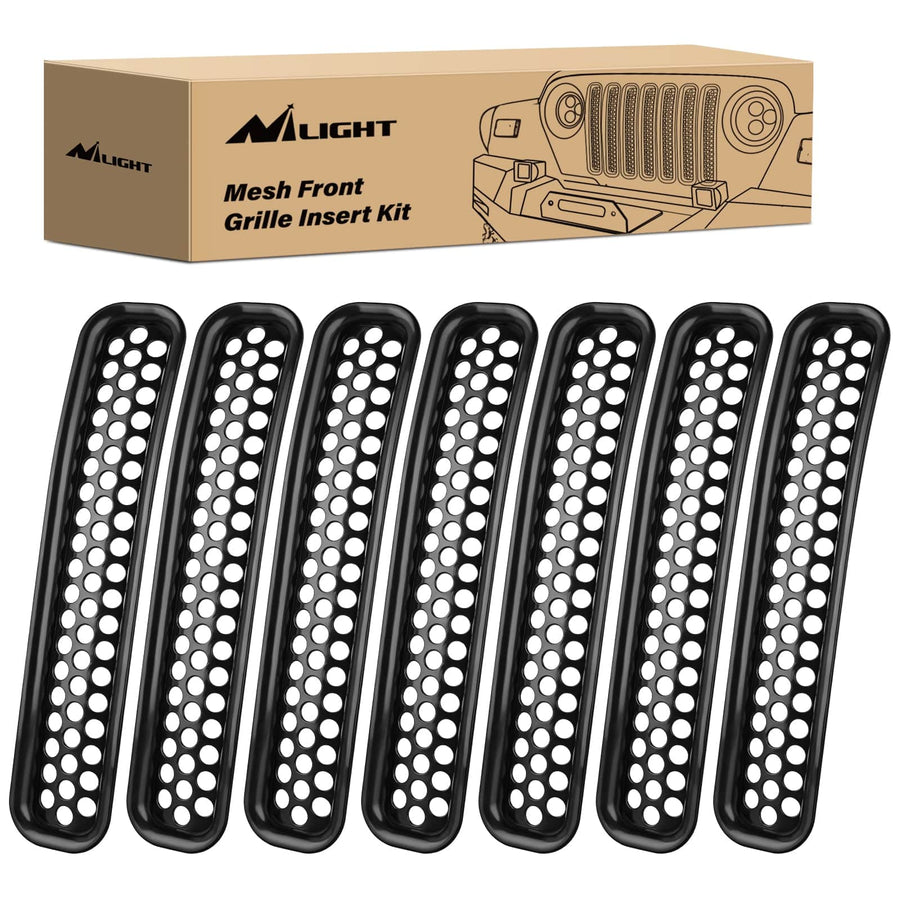 Nilight 7Pcs Front Grille Trims Inserts Cover Guard Fit for 1997 1998 1999 2000 2001 2002 2003 2004 2005 2006 Wrangler TJ & Unlimited