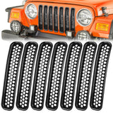 Nilight 7Pcs Front Grille Trims Inserts Cover Guard Fit for 1997 1998 1999 2000 2001 2002 2003 2004 2005 2006 Wrangler TJ & Unlimited, view 2