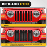 Nilight 7Pcs Front Grille Trims Inserts Cover Guard Fit for 1997 1998 1999 2000 2001 2002 2003 2004 2005 2006 Wrangler TJ & Unlimited, view 6