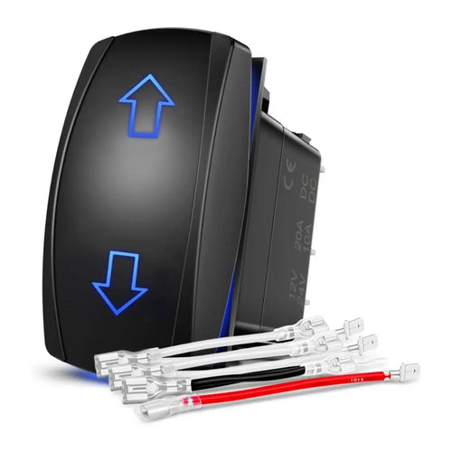 Nilight 7Pin DPDT On/Off Arrows Polarity Reverse Rocker Switch Blue