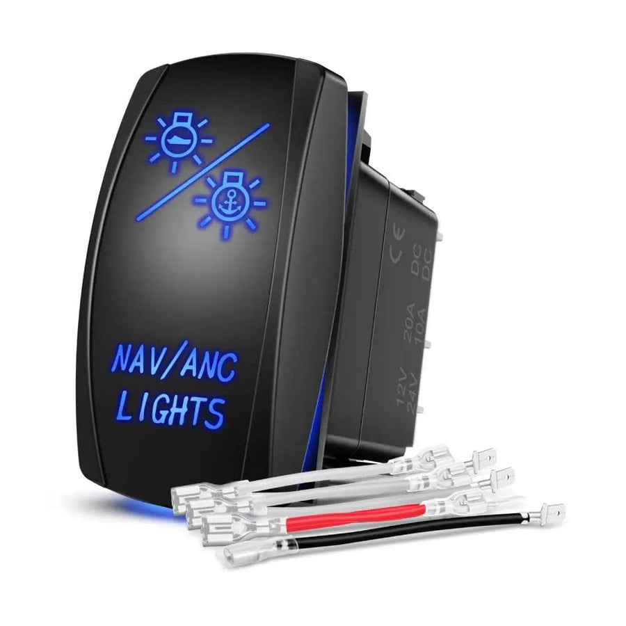 Nilight 7Pin DPDT On/Off Momentary NAV/ANC Lights Rocker Switch Blue
