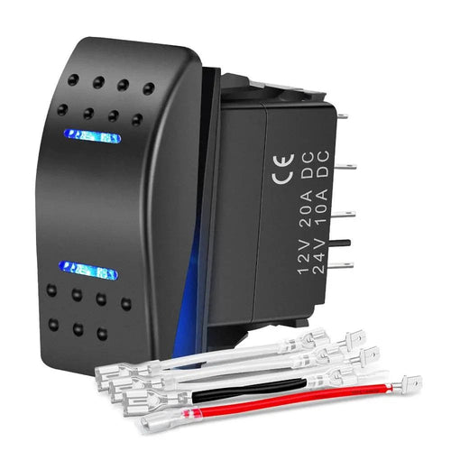Nilight 7Pin DPDT On/Off Momentary Rocker Switch Blue