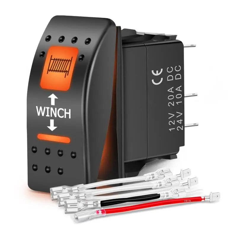 Nilight 7Pin DPDT On/Off UTV Winch Momentary Rocker Switch Orange Backlit