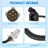 Nilight 7 Pin Round to 7 Way RV Blade Trailer Adapter Connector Wire Harness, view 2