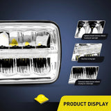 Nilight 7x6 5x7 45W Hi/Lo DRL LED Headlights Sealed Beam, view 3