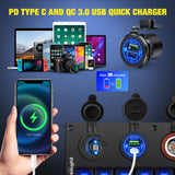 Nilight 8 Gang Rocker Switch Panel Waterproof Aluminum Marine with PD Type C & USB Charger Cigarette Lighter Socket Voltmeter Inline Fuse 12V 24V ON Off Pre-Wired Switches for Car Truck Boat, view 2