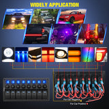 Nilight 8 Gang Rocker Switch Panel Waterproof Pre-Wired Marine with Resettable Circuit Breaker LED Backlight 5A 10A 15A Breakers 12V 24V ON Off 3 PIN Toggle Switches for Car Truck Boat RV, view 5