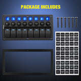 Nilight 8 Gang Rocker Switch Panel Waterproof Pre-Wired Marine with Resettable Circuit Breaker LED Backlight 5A 10A 15A Breakers 12V 24V ON Off 3 PIN Toggle Switches for Car Truck Boat RV, view 6