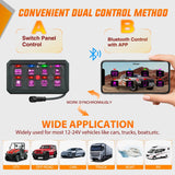 Nilight 8 Gang Switch Panel Circuit Control Relay System APP RGB Backlight Double Row Fuse Wiring Harness Toggle Momentary Strobe Flash Modes Automatic Dimmable 12V 24V for Car Truck Camper SUV, view 3