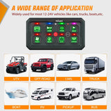 Nilight 8 Gang Switch Panel Green Circuit Control Relay System with Fuse Wiring Harness Toggle Momentary Strobe Flash Modes Automatic Dimmable ON Off Pod 12V 24V for Car Truck Camper SUV, view 4