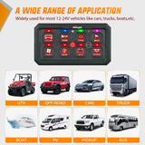 Nilight 8 Gang Switch Panel Red Circuit Control Relay System with Fuse Wiring Harness Toggle Momentary Strobe Flash Modes Automatic Dimmable ON Off Pod 12V 24V for Car Truck Camper SUV, view 4