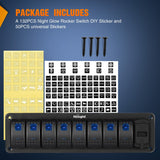 Nilight 8 Gang Switch Panel With Qc3.0 & Pd Charger And Voltmerter with Blue Backlit, view 5