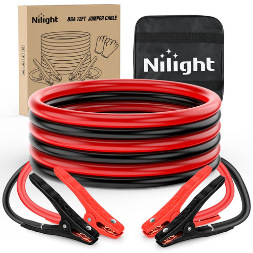 Nilight 8 Gauge 12 FT Heavy Duty Jumper Cable