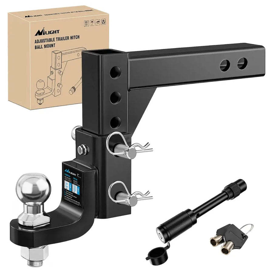 Nilight 8 Position Adjustable Trailer Hitch Ball Mount with 2 Inch Trailer Ball