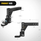 Nilight 8 Position Adjustable Trailer Hitch Ball Mount with 2 Inch Trailer Ball, view 2