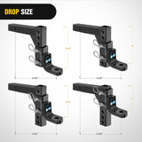 Nilight 8-Position Adjustable Trailer Hitch Ball Mount Fits 2In Receiver 5/8in Pin Lock 7500 lbs 9-1/2in Drop 8-1/4in Rise 1in Hole Hitch, view 3