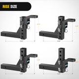 Nilight 8-Position Adjustable Trailer Hitch Ball Mount Fits 2In Receiver 5/8in Pin Lock 7500 lbs 9-1/2in Drop 8-1/4in Rise 1in Hole Hitch, view 4
