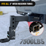Nilight 8-Position Adjustable Trailer Hitch Ball Mount Fits 2In Receiver 5/8in Pin Lock 7500 lbs 9-1/2in Drop 8-1/4in Rise 1in Hole Hitch, view 6
