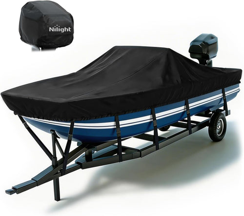 Nilight 800D Heavy Duty Boat Cover 16ft-18.5ft | Fits boats with beam width up to 94in (Narrow Jon Boats & Fishing Boats), Marine Grade All-Weather proof Trailerable Cover