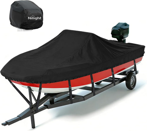 Nilight 800D Heavy Duty Boat Cover 23ft-24ft | Fits boats with beam width up to 102in (Narrow Jon Boats & Fishing Boats), Marine Grade All-Weather proof Trailerable Cover