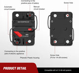 Nilight 80A Circuit Breaker Resettable 12-48V DC Manual Reset w/Copper Wire Lugs Surface Mount Overload Protection, view 2