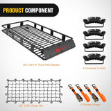 Nilight 84 Inch x 39 Inch x 6 Inch Universal Roof Rack Cargo Basket Heavy-Duty 250LBS Capacity Rooftop Cargo Carrier with Cargo Net Ratchet Straps Luggage Holder for SUV Truck Vehicle, view 3